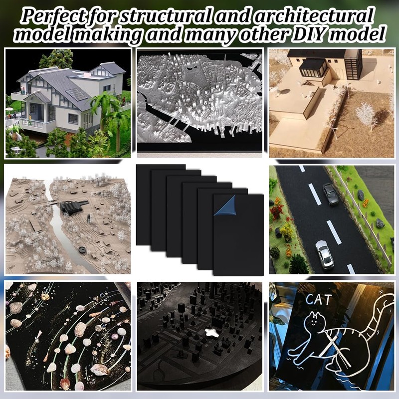 OLYCRAFT 6 Sheets Black ABS Plastic Panel 25 x 15