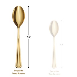 120 Pack Gold Plastic Spoons Heavy Duty - Gold Disposable Silverware - Gold Plastic Silverware - Gold Spoons Disposable - Plastic Silverware Heavy Duty For Catering, Party, Weddings & More Exquisite