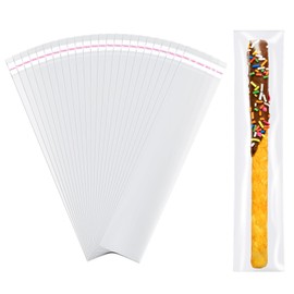 HRXMS 2x10 Inch Pretzel Rod Bags (200 Pack) - Clear Self-Sealing Cellophane Treat Bags for Chocolate Covered Pretzels, Candies & Cookies | Cello Sleeves for Party Favors & Bakery Supplies