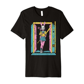 Creepy Girl Bunny Grunge Slasher Pastel Goth Anime Horror Premium T-Shirt