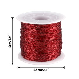 Red Metallic Cord 1 mm x 100 m for Crafts, Gift Wrapping, Christmas Decoration (Red)
