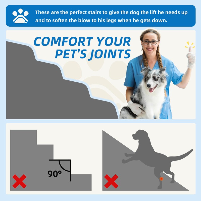 5-Step Spliceable Pet Stairs: Indoor& Outdoor Multi-Use with a Removable