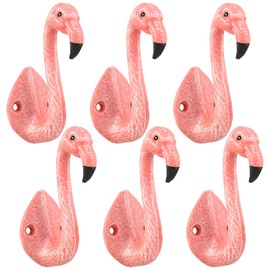 Yaocom 6 Pcs Cast Iron Flamingo Wall Hook Pink for Coats, Aprons, Hats, Towels - Wall Mount Coat Hooks