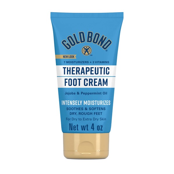 Gold Bond Therapeutic Foot Cream, 4 oz. (Pack of 3), With Jojoba & Peppermint Oil, Foot Moisturizer