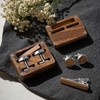 Wislist Walnut Cufflinks and Tie Clip Set with Wood Gift