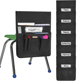 Chair Pockets for Classroom 6 Pack Chairback Buddy Pocket Chart Seat Back Organizer Student Storage with Lable Slot for Classroom Kindergarten School Home
