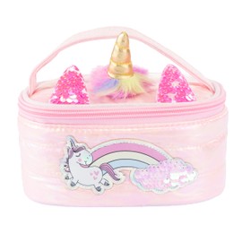 Girabrilla Puffer Unicorn Case Pink, 1 mini Porta Oggetti Rosa con Unicorno iridescente
