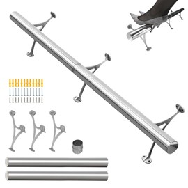 SHANTRA 4ft Bar Foot Rail Kit, 304 Stainless Steel Tube with Polished Finish & Brushed Brackets, Silvery Bar Foot Rest Rail, Foot Railing for Bar, Complete Undercounter Mount Hardware and Tubing