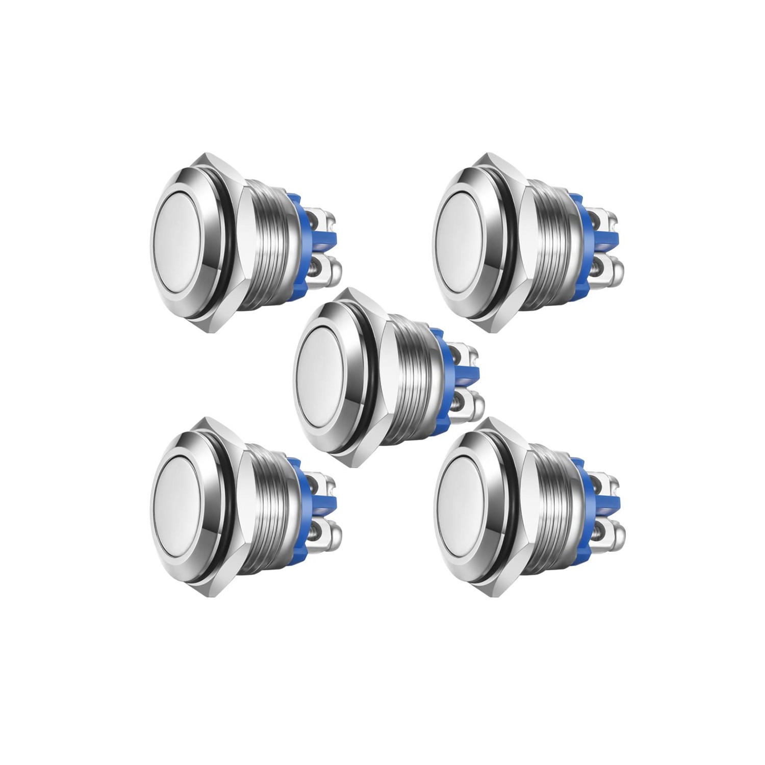 Gebildet 5pcs Momentary Push Button Screw Type terminals Stainless ...