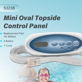 Bzumperyz 53238 Mini Oval Topside Control Panel Replace for Balboa Fit for Heat Jacket System 4 Button 7' Cord