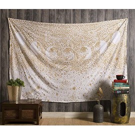 Aakarshan Tarot Tapestry Moon Lit 7 Star Mysterious Medieval Psychedelic Divination Wall Hanging Indian Cotton Tapestries Throw Hippie Mandala Boho Bedding Yoga Meditation