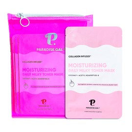 ParadiseGal ParadiseGal Moisturizing Face Masks (10-Pack) Korean Skincare Infused with Collagen, Coconut, Acetyl Hexapeptide-8, Niacinamide & Ceramide - Hydrating Solution for Dry Skin