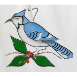 Unknown Blue Jay Stained Glass Suncatcher
