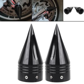 Unbranded Spike Black Front Axle Cap Nut Covers For Harley Softail Road Street Glide FLHX