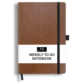 RICCO BELLO A5 Weekly to Do Hardcover Calendar Notebook with Checklist, 5.7 x 8.4 in. (Brown)