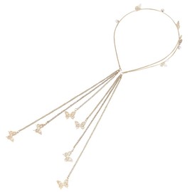 GORGECRAFT Goldene Schmetterlings Strass Stirnbänder Hochzeits Schmetterlings Stirnband Elegante Glänzende Kristallquaste Schmetterlings Kopfbedeckung Vintage Strass Haarbänder Mit ABS Kunststoffperle