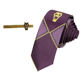 DJMANMENGG Kira Yoshikage Cospaly Tie Anime JoJo Merch Bizarre Adventure Tie For Unisex Tie Clip (Zipper style (Purple)