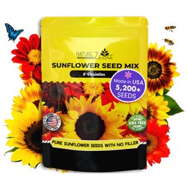 NatureZ Edge 5200+ Sunflower Seeds for Planting Bulk Variety Pack, Get More Sunflower Seeds to Plant, from Dwarf Sunflowers to Giant Sunflower Seeds, Includes Mammoth Sunflower Seeds, Non-GMO