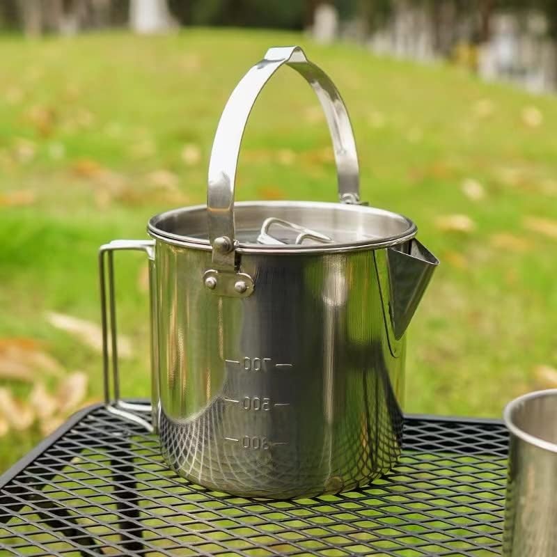 1.2L Camping Pot Stainless Steel Tea Kettle Outdoor Water Boiler
