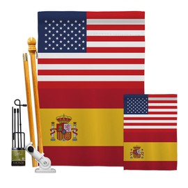 World Cup Spain USA Friendship Flag Banner Wall Art Flag Poles for Outside House Stand Outdoor Decorations Garden Tapestry Yard Signs FIFA Gifts Team Qatar Trophy Soccer Game Football Made in USA