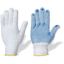 Polyester Knit Gloves with PVC Dots, White