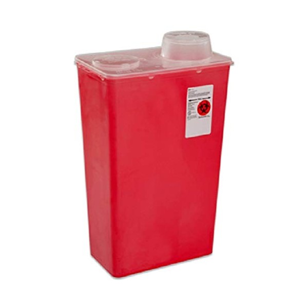 Covidien 8881676434 Sharps-A-Gator Sharps Container, Chimney Top, 14 Quart, Red (Pack of 10)