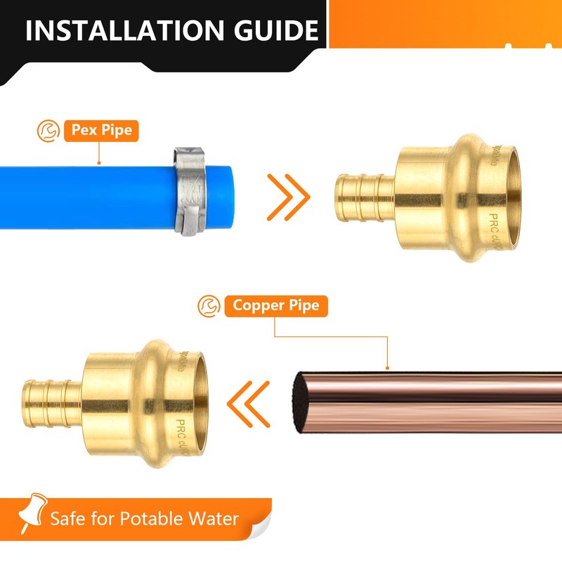 (Bottled) 10-Pack HeSun Copper Press Fitting Adapter, 3/4" PRESS X