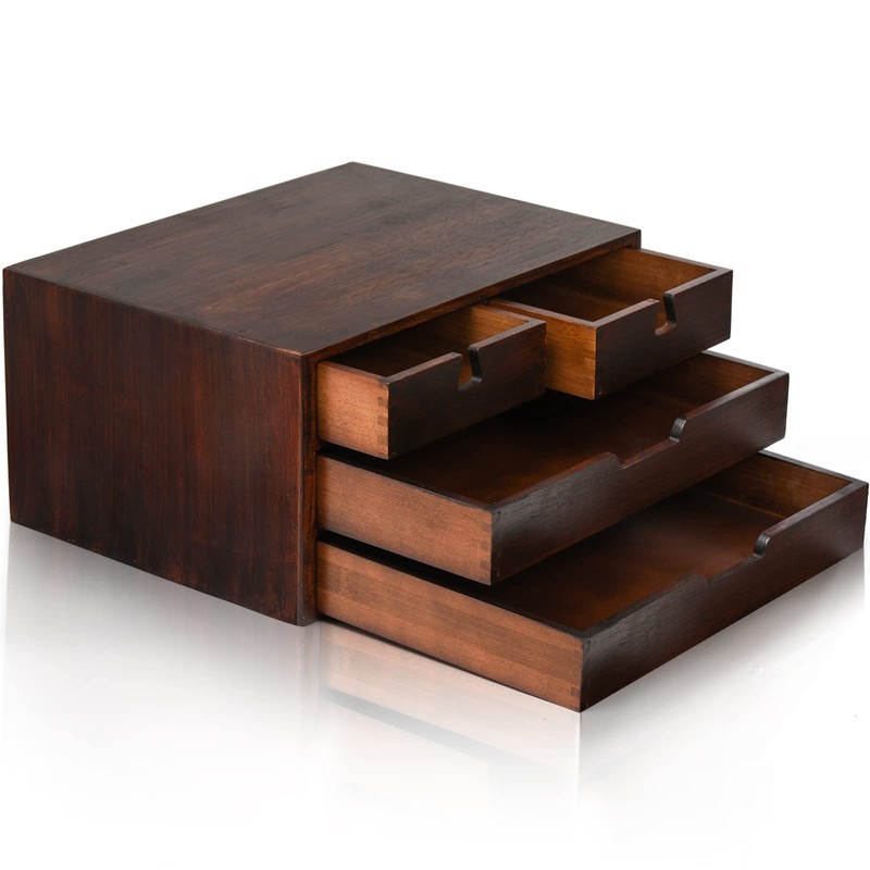 DEAYOU Bamboo Desk Organizer, 100% Natural Bamboo Desktop Drawer Organizer,