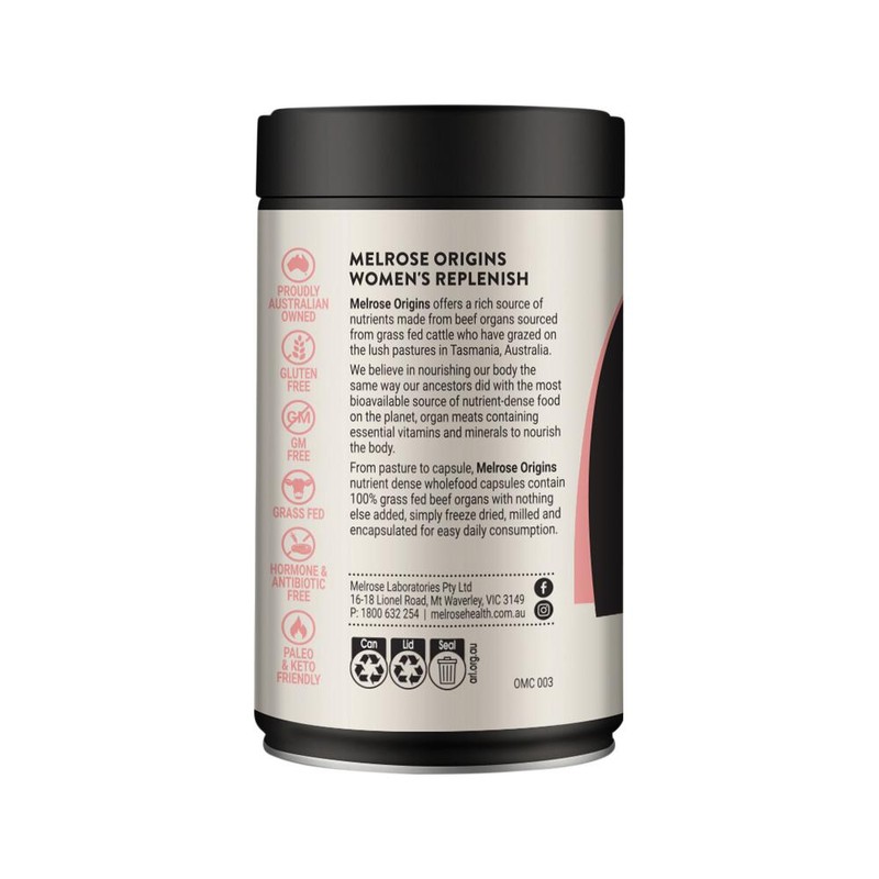 Melrose Origins Women's Replenish (Grass Fed Beef Organs 1000mg: Liver