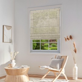 TINFONBLY Light Filtering Roman Shades for Windows, Thermal Insulated Room Darkening Window Blinds for Home Office, Modern Wash-Removable Fabric, 34 ½"W x 40" H Beige Linen, Customized Size