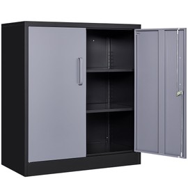 SISESOL Storage Cabinet with Doors and Shelves,Display Cabinet with Glass Doors, Freestanding Kitchen Pantry Cabinet with Glass Doors and Shelves for Home Office, Pantry,Kitchen Bathroom