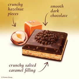 Ferrero Rocher Premium Chocolate Bars, 8 Pack, Dark Chocolate Hazelnut and Crunchy Salted Caramel, ​Individually Wrapped, 3.1 oz Each