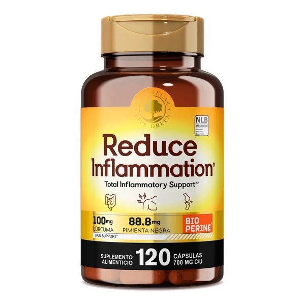 Reduce Inflamation® Suplemento Para Desinflamar Con Cúrcuma, 120 cápsulas Sin
