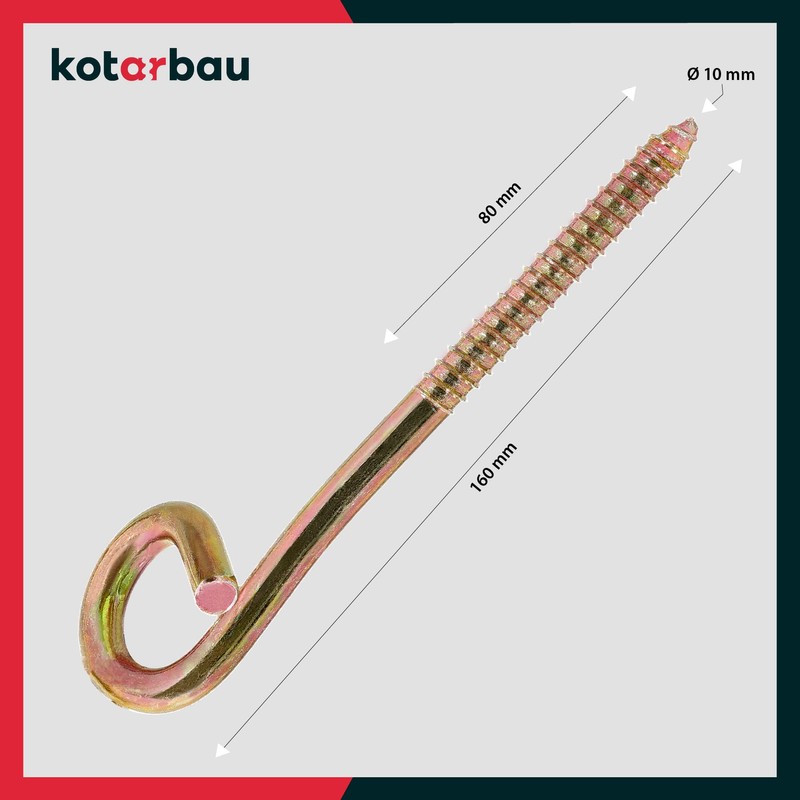 KOTARBAU® Set of 2 Swing Hooks M10 Wood Thread Wood
