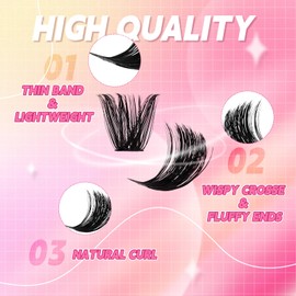 FADLASH Cluster Lashes Kit Volume Lash Cluster Kit 2 Thicknesses of 100D+200D D Curl DIY Eyelash Clusters with Thin Band DIY Lash Applicator Tool at Home (100D+200D-0.07D, 12-18mm Kit)