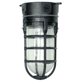 Woods L1706BLK Vandal Resistant 150W Incandescent Security Light, Ceiling Mount, Hammered Black