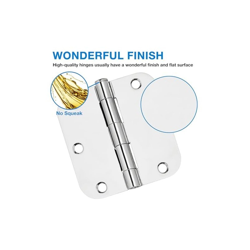 12 Pack Rounded Door Hinges 3.5 inch X 3-1/2" 5/8