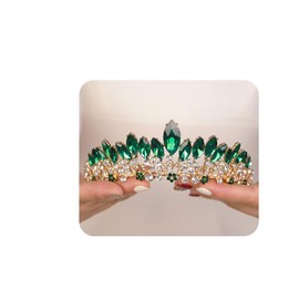 JWICOS Wedding Crowns for Women Tiaras and Crowns for Bride Crowns for Women Girls Princess Crowns and Tiaras for Birthday Costume Party Tiaras for Girls Tiara for Women (Green)