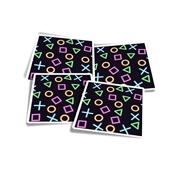 Vinyl Square Stickers (Set of 4) 10cm - Gamer Buttons