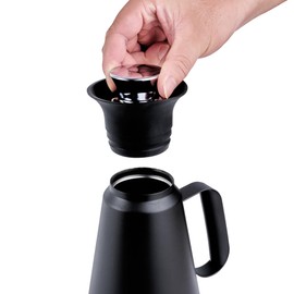 Restaurantware-Restpresso 33.8 Ounce Vacuum Insulated Coffee/Tea Server, 1 Durable Coffee Decanter - 360 Degree Pour, Sturdy Handle, Black Stainless Steel Hot Beverage Dispenser