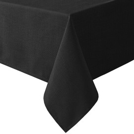 H.VERSAILTEX Linen Textured Tablecloth Wrinkle Free, Spill-Proof Waterproof Table Cover for Dining, Machine Washable - Kitchen Dining Decor for Indoor and Outdoor Events,137×203cm,Black