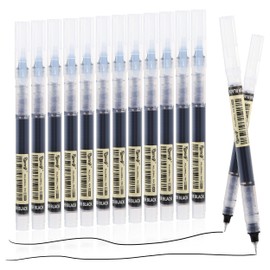 RIANCY 12 Pack Black Liquid Ink Rollerball Gel Pens, 0.5mm Extra Fine Point Tip, Smooth Writing Quick Drying No Smear No Bleed for Journaling, Drawing, Sketching, School Notes & Art Supplies