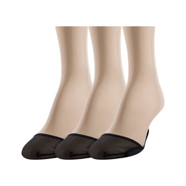 GOLDTOE Women's Little Black Sock Non-Slip Short Padded Liner, 3-Pairs, Black, Medium
