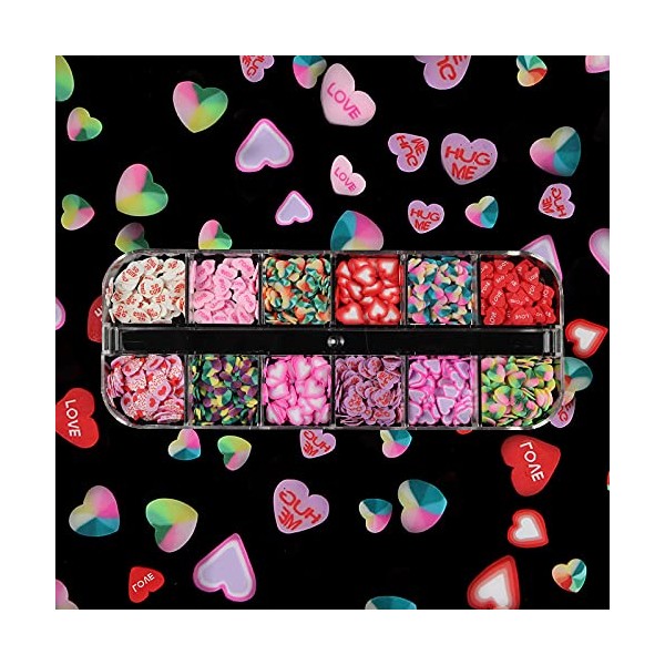 Valentine's Day Nail Art Slice Sequins Glitter 3D Heart Shape Candy Colors Nail Sequins Nail Glitter Flakes Charms DIY Designs Manicure Tool Nail Decorations Accessories