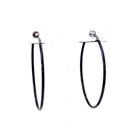Clip-on Earrings Black Hoop Earrings Simple Thin 2.25 inch Hoop
