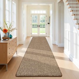 SHACOS Rug Runner 80 x 400 cm Runner Hallway Washable Hallway Rug Hallway Runner Long Short Pile Rug Runner Non-Slip Hallway Rug for Living Room, Bedroom, Kitchen, Brown