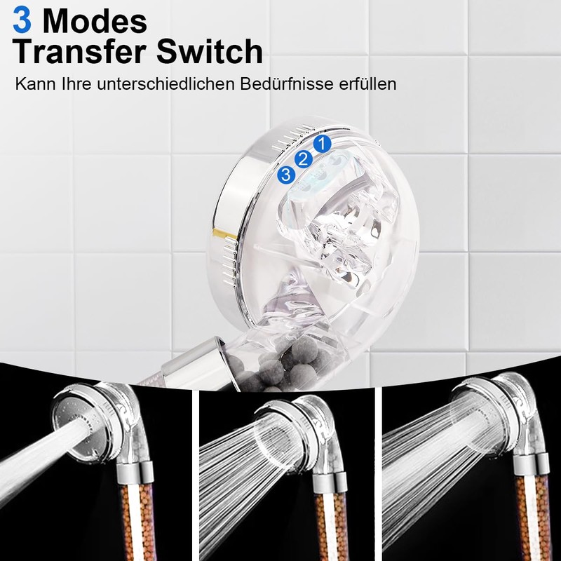Garegce Shower Head, Hard Water Filter Shower Head Universal Adjustable