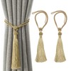 VEGCOO Curtain Tiebacks, 2 Pack Handmade Woven Rope Tassel Tie