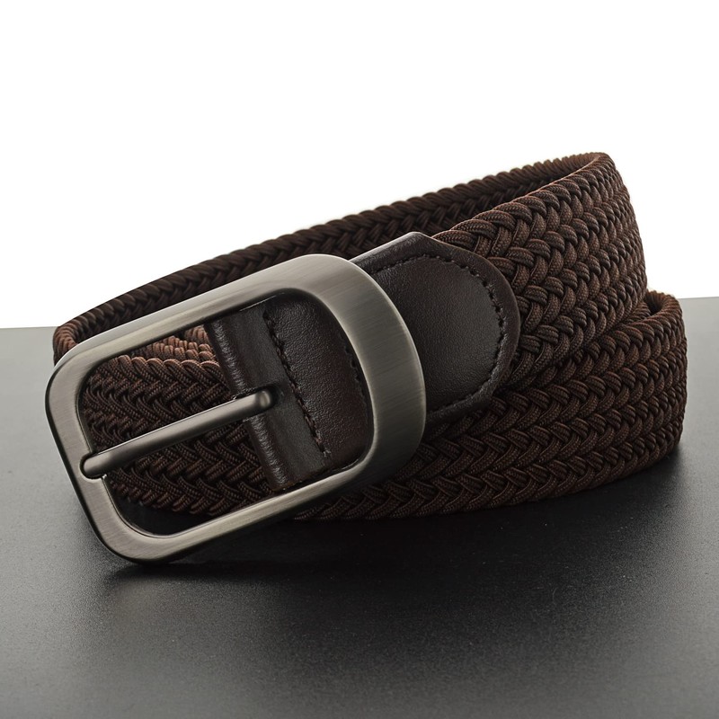 Drizzte Belts for Men Plus Size Brown Elastic Belt Work