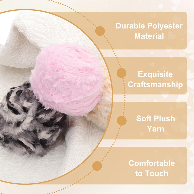PATIKIL 70 Yards Fur Yarn, 100 Grams Soft Plush Fluffy